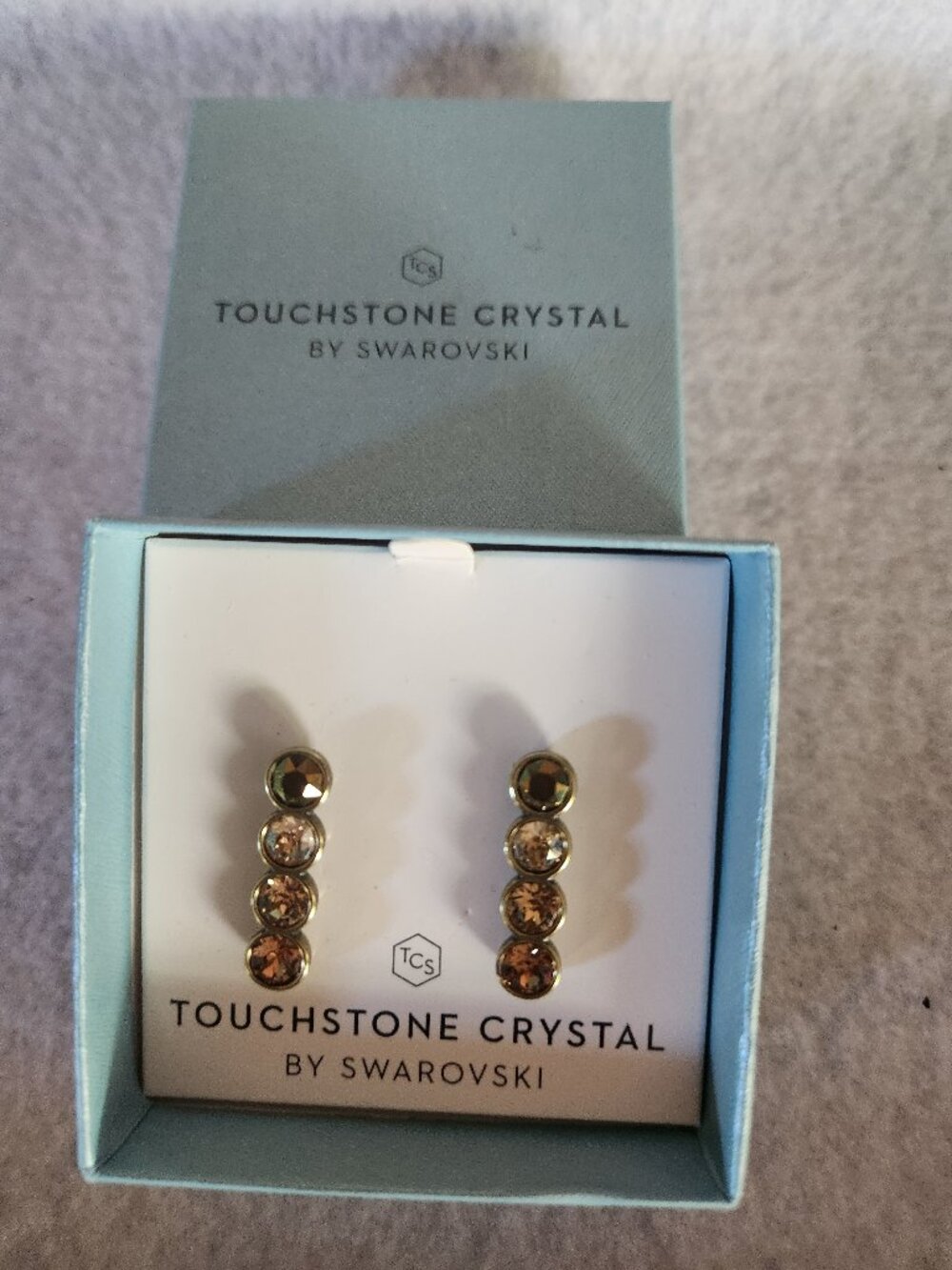 Touchstone Crystal "To a Point Earrings, Antique"